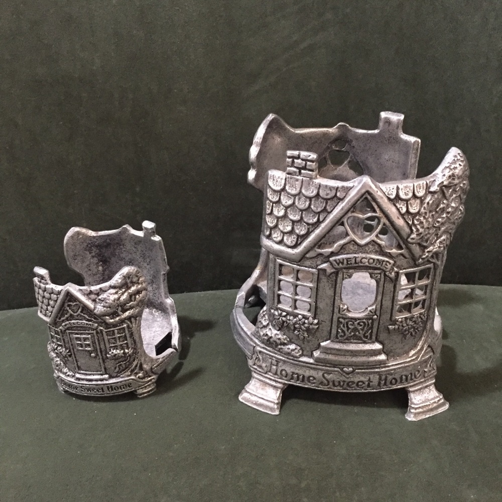 (2) 1996 Carson silver color metal candle holders